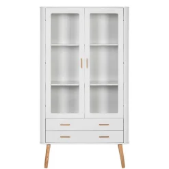 Sale Wohnen Skandi Vitrine in Weiß und Eiche Natur - Yarisis