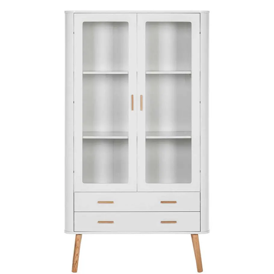 Sale Wohnen Skandi Vitrine in Weiß und Eiche Natur - Yarisis