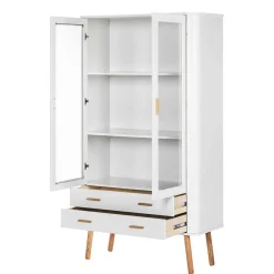 Sale Wohnen Skandi Vitrine in Weiß und Eiche Natur - Yarisis
