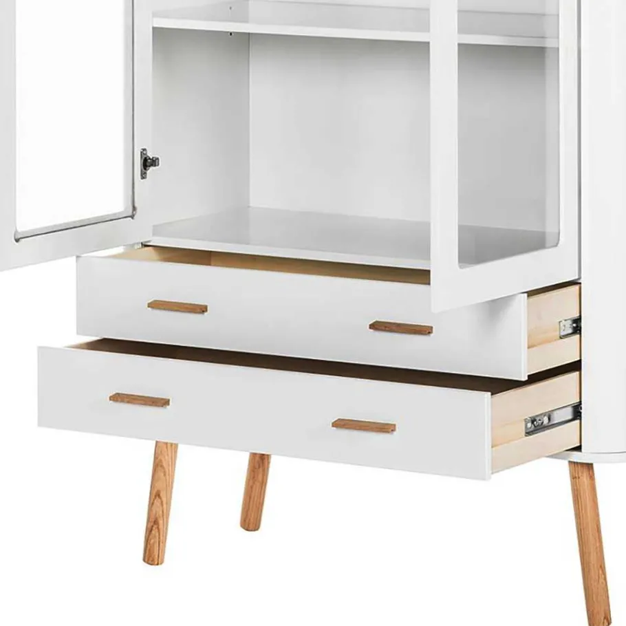 Sale Wohnen Skandi Vitrine in Weiß und Eiche Natur - Yarisis