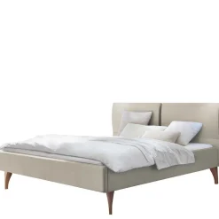 Clearance Wohnen Skandinavisches Designbett in Beige mit Kernbuche - Agruma