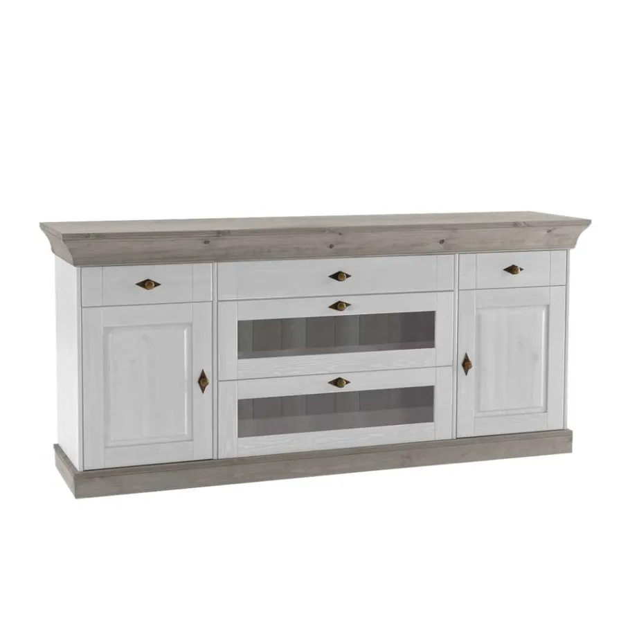 Outlet Wohnen Skandinavisches Sideboard Mirandesca in Weiß Grau