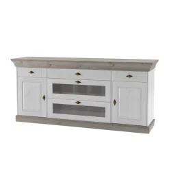 Outlet Wohnen Skandinavisches Sideboard Mirandesca in Weiß Grau
