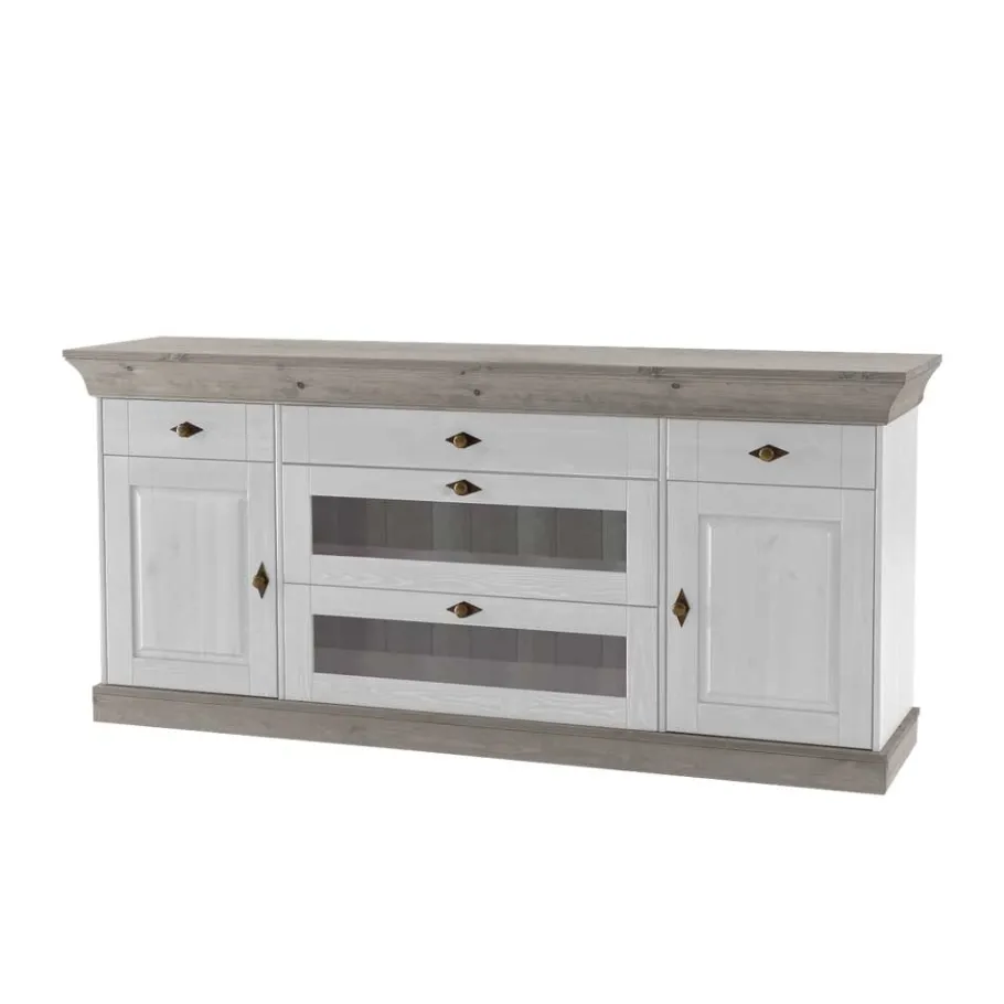 Outlet Wohnen Skandinavisches Sideboard Mirandesca in Weiß Grau