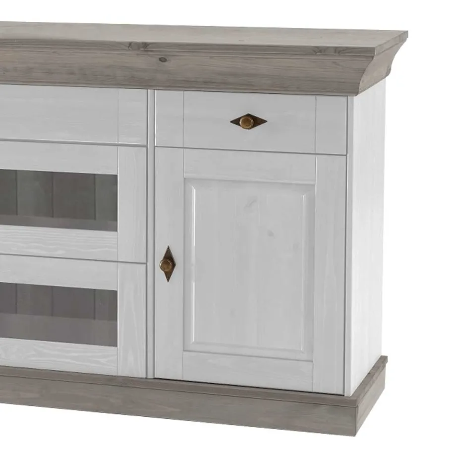 Outlet Wohnen Skandinavisches Sideboard Mirandesca in Weiß Grau
