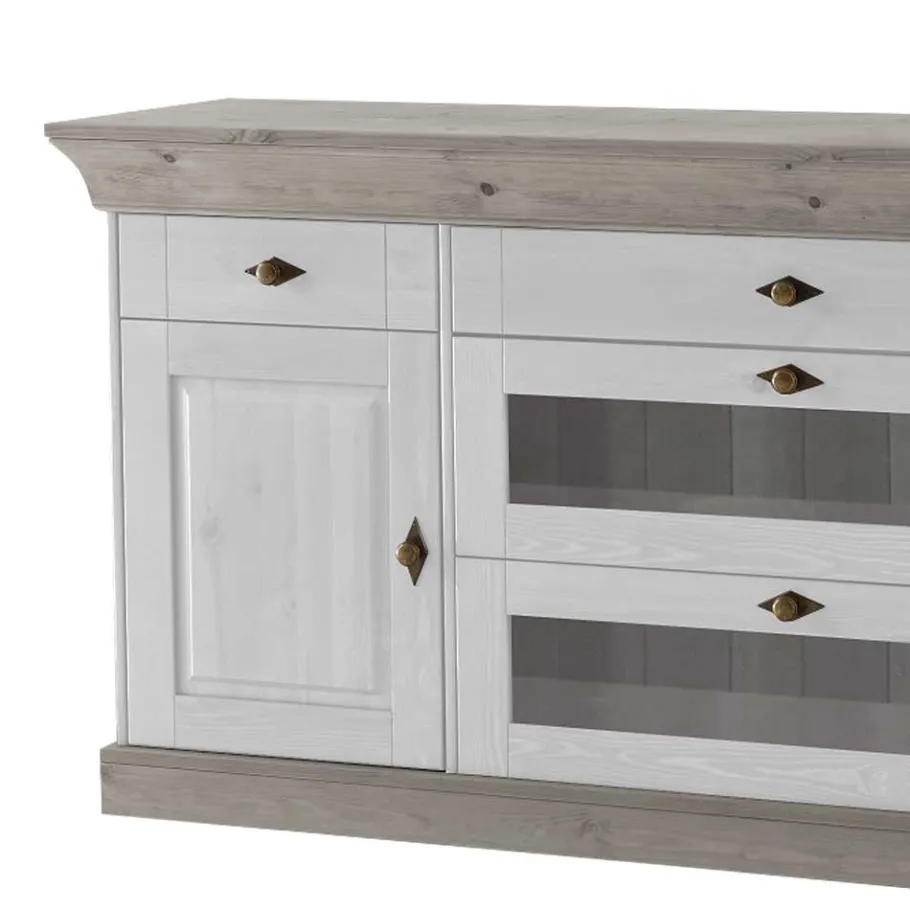 Outlet Wohnen Skandinavisches Sideboard Mirandesca in Weiß Grau