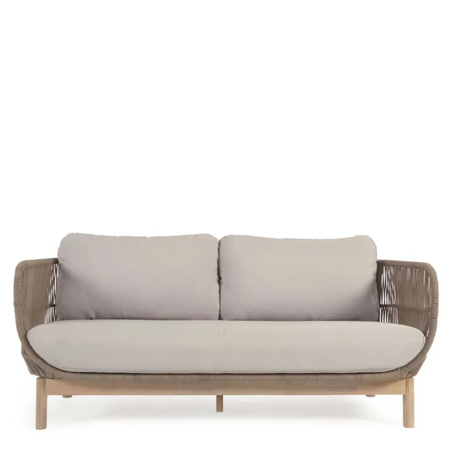 Discount Wohnen Sofa aus Kordel Geflecht & Holz mit Polster - Calivias