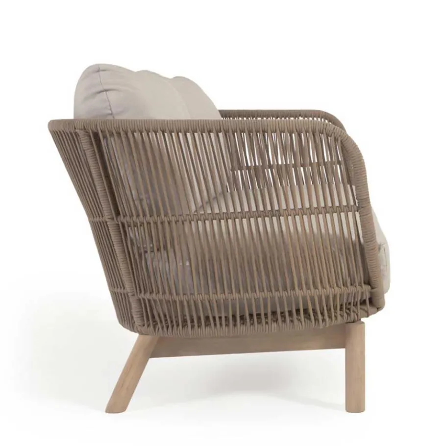 Discount Wohnen Sofa aus Kordel Geflecht & Holz mit Polster - Calivias