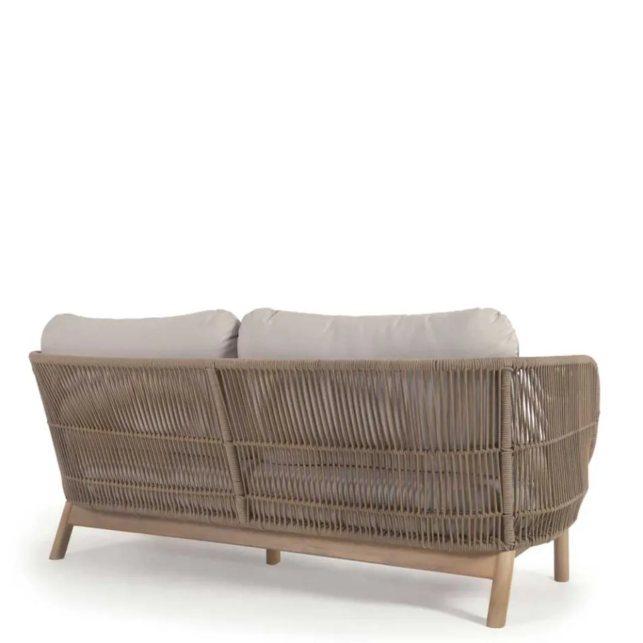 Discount Wohnen Sofa aus Kordel Geflecht & Holz mit Polster - Calivias