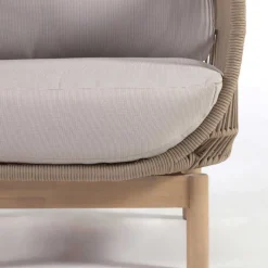 Discount Wohnen Sofa aus Kordel Geflecht & Holz mit Polster - Calivias