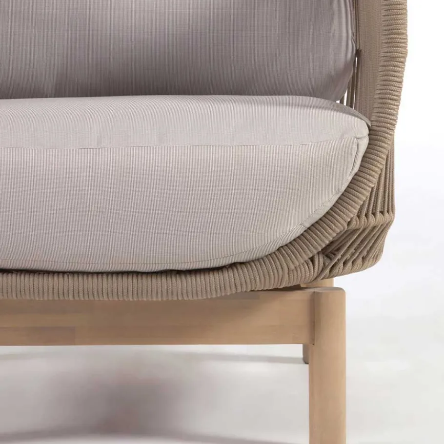 Discount Wohnen Sofa aus Kordel Geflecht & Holz mit Polster - Calivias