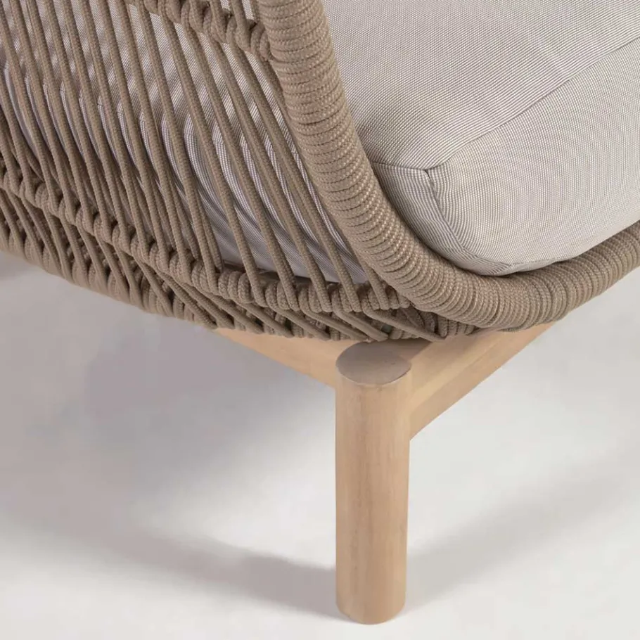 Discount Wohnen Sofa aus Kordel Geflecht & Holz mit Polster - Calivias