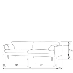 Discount Wohnen Sofa für drei Personen in Dunkelgrau - Augusta