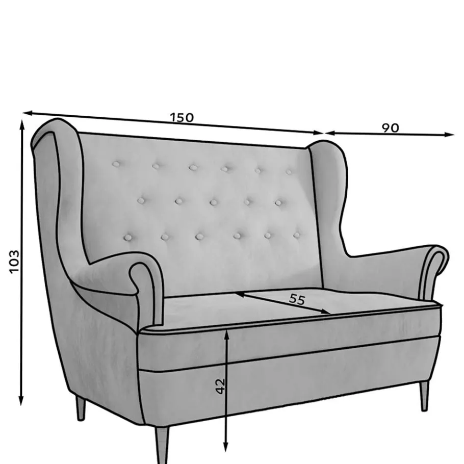 Online Wohnen Sofa mit Ohren und Knopfheftungen - Save