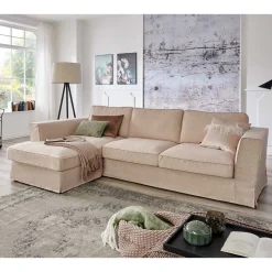 Outlet Wohnen Sofaecke in Creme Stoffbezug - Sumatria