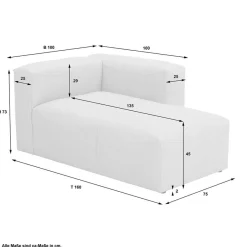 Outlet Wohnen Sofaelement Recamiere in Cremeweiß - Tembreno