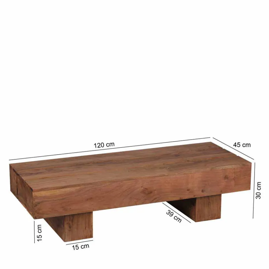 New Wohnen Sofatisch aus naturbelassenem Holz Oridano Akazie massiv