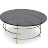Wohnen Sofatisch aus Rauchglas & Metall Goldfarben - Crontone