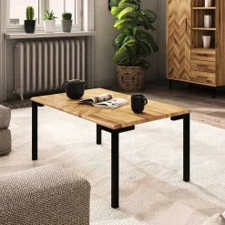 Wohnen Sofatisch aus Wildeiche mit Stahlgestell - Kerfa