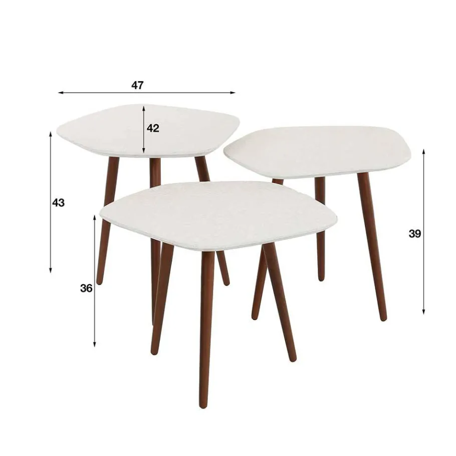 Outlet Wohnen Sofatisch Kombi aus Marmorkomposit - Percos (dreiteilig)