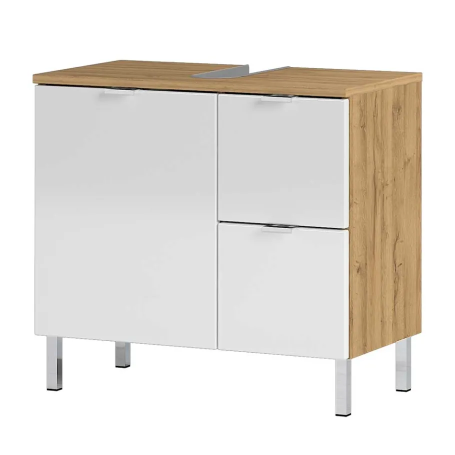Sale Wohnen Spiegel & Beckenschrank in Weiß Glanz - Narilos (zweiteilig)
