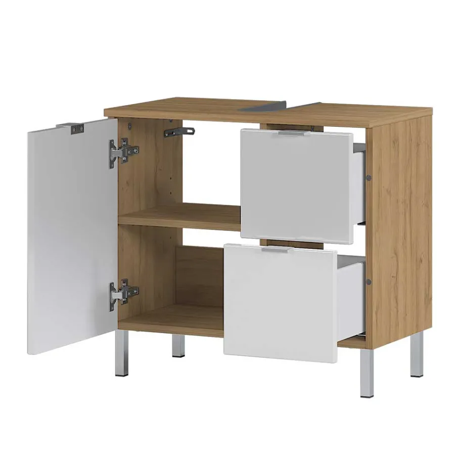 Sale Wohnen Spiegel & Beckenschrank in Weiß Glanz - Narilos (zweiteilig)