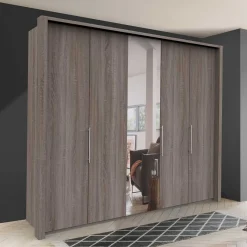 Discount Wohnen Spiegel Kleiderschrank in Holz-Nachbildung - Crenba