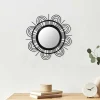 New Wohnen Spiegel mit Rattanrahmen im Blumen Look - Puzian