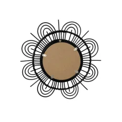 New Wohnen Spiegel mit Rattanrahmen im Blumen Look - Puzian