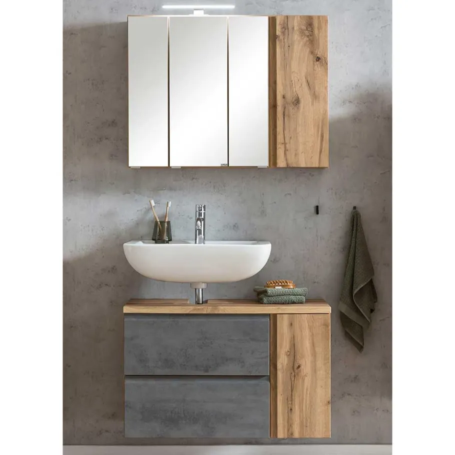 Best Wohnen Spiegelschrank 4-türig & Unterbeckenschrank - Mia (zweiteilig)
