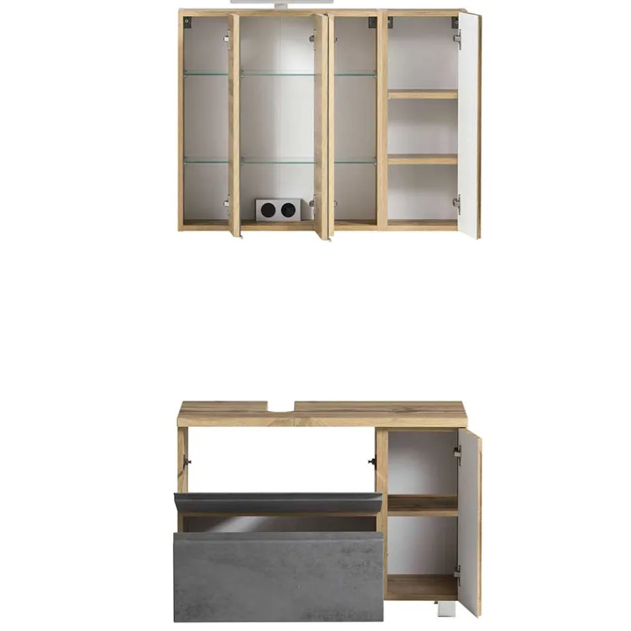 Best Wohnen Spiegelschrank 4-türig & Unterbeckenschrank - Mia (zweiteilig)