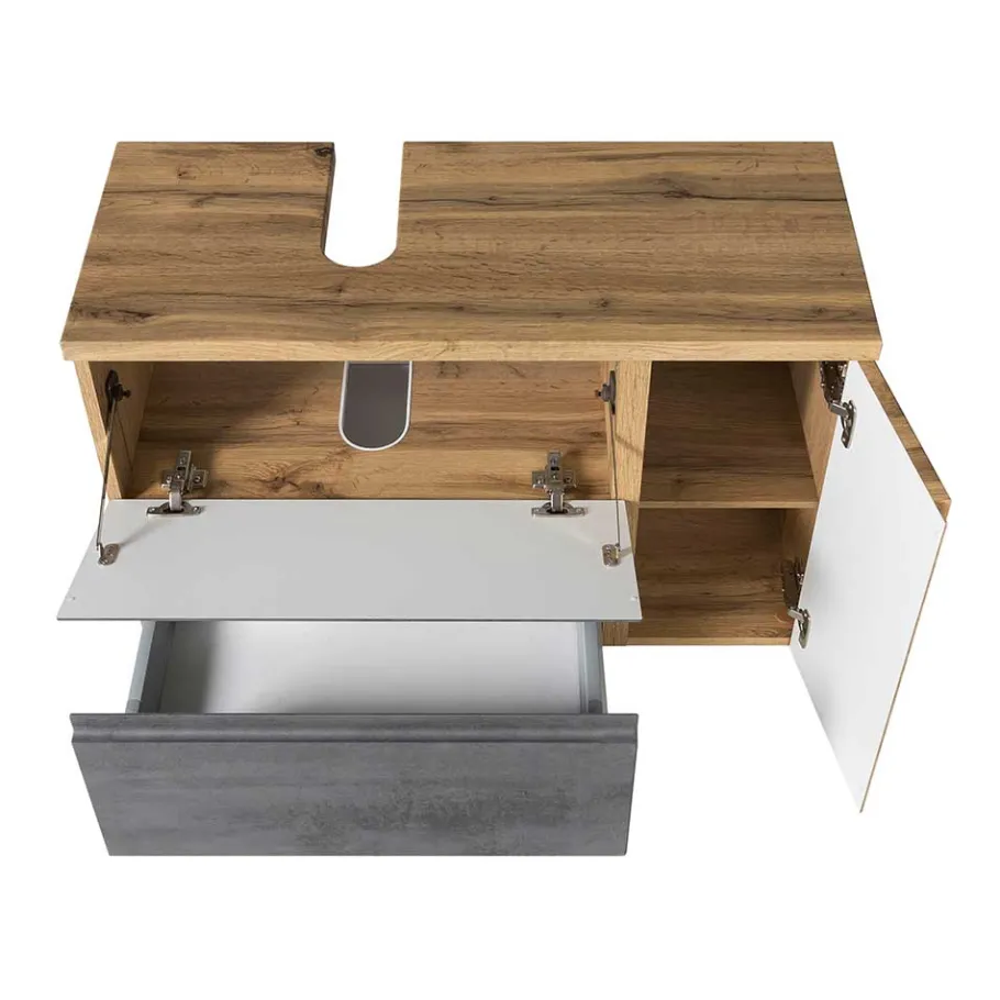 Best Wohnen Spiegelschrank 4-türig & Unterbeckenschrank - Mia (zweiteilig)