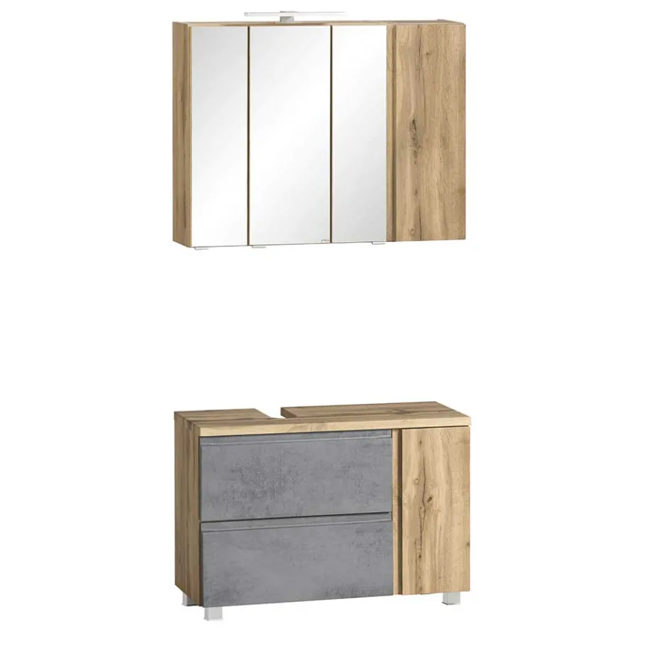 Best Wohnen Spiegelschrank 4-türig & Unterbeckenschrank - Mia (zweiteilig)