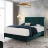 Outlet Wohnen Springboxbett in Petrol Blau Stoff - Custon