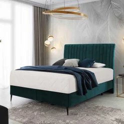 Outlet Wohnen Springboxbett in Petrol Blau Stoff - Custon