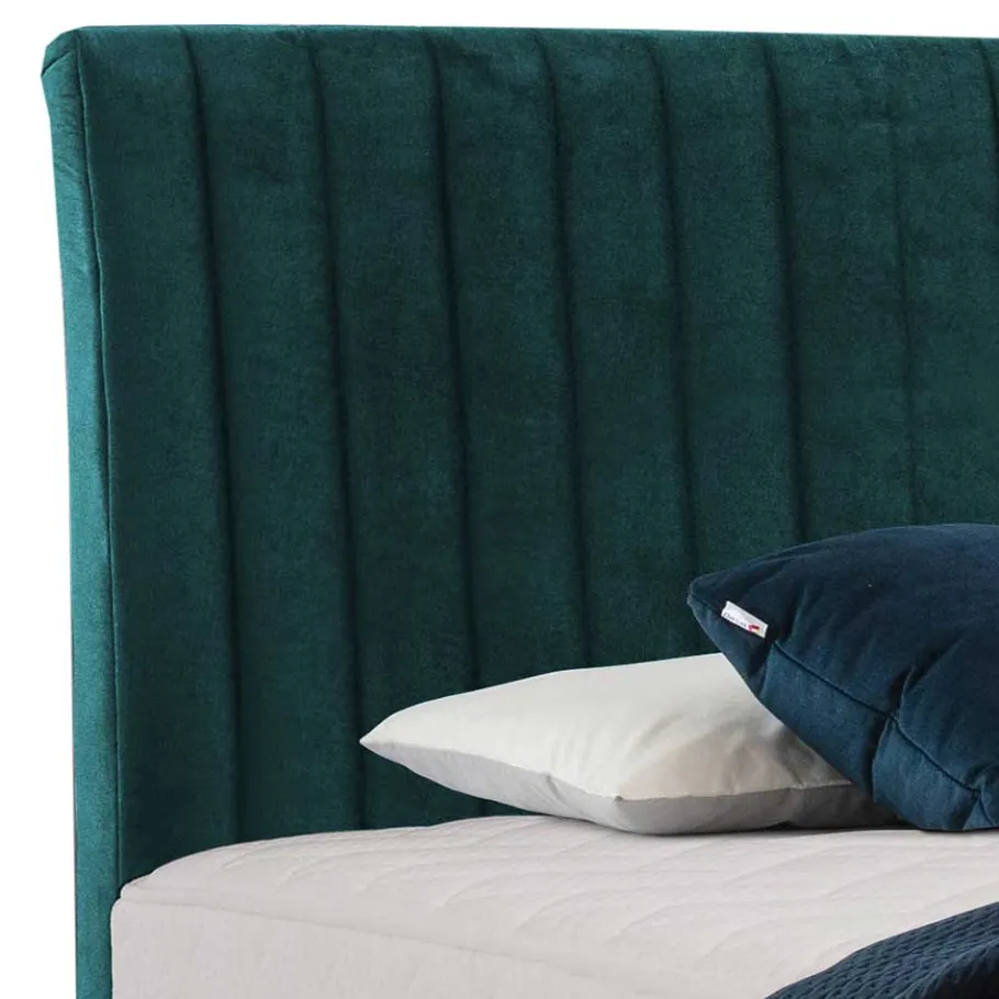 Outlet Wohnen Springboxbett in Petrol Blau Stoff - Custon