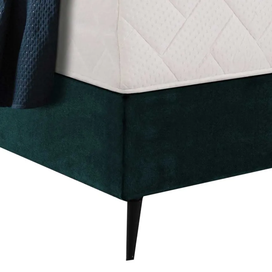 Outlet Wohnen Springboxbett in Petrol Blau Stoff - Custon