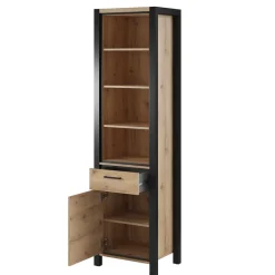 Outlet Wohnen Standregal in Wildeiche NB & Schwarz - Zavorra