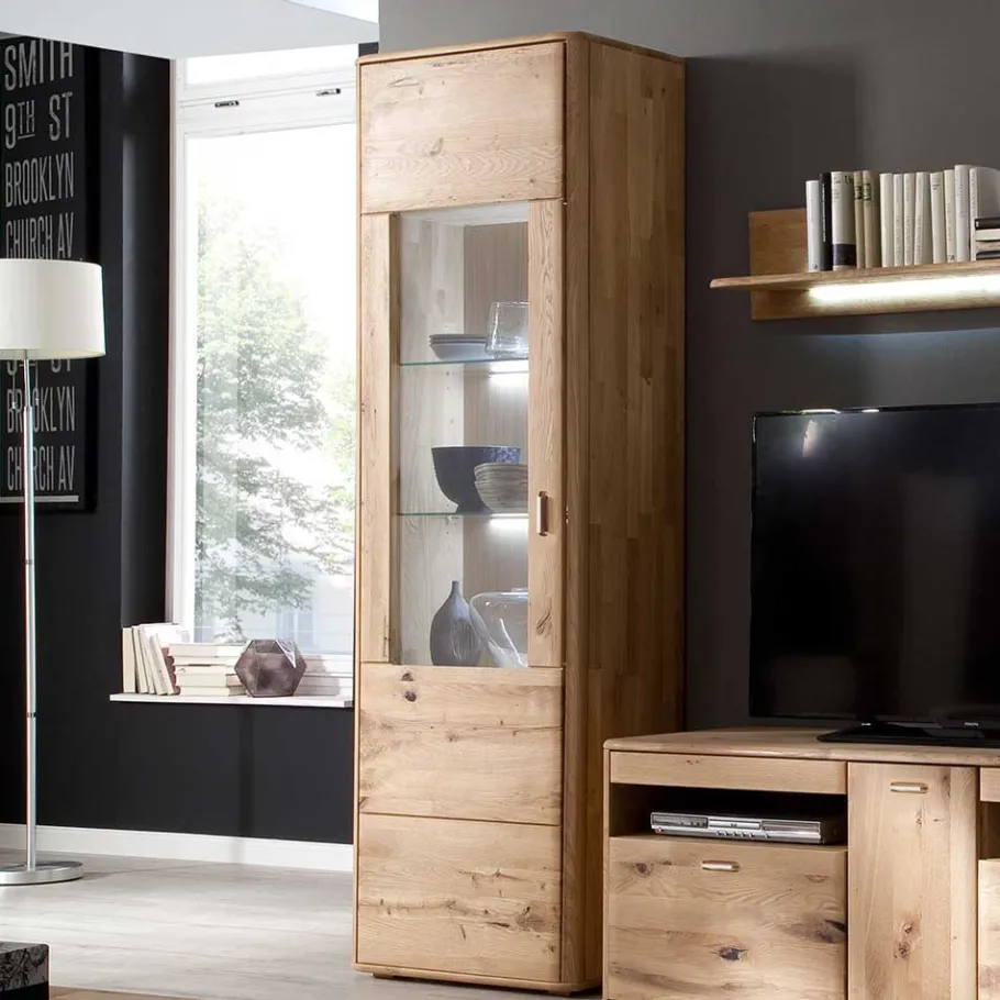 Discount Wohnen Standvitrine aus Balkeneiche - Destal