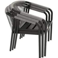 Clearance Wohnen Stapelbare Gartensessel mit Polstern - Sempragos (4er Set)