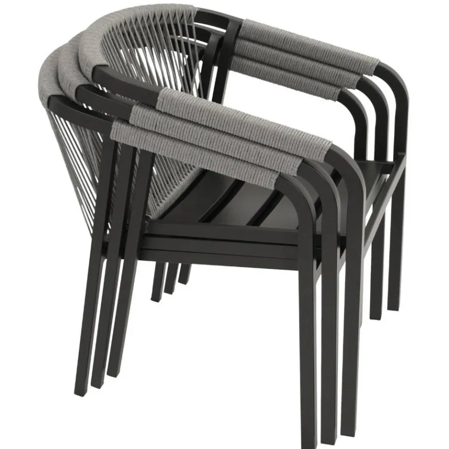 Clearance Wohnen Stapelbare Gartensessel mit Polstern - Sempragos (4er Set)