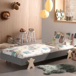 Outlet Wohnen Stapelbares Einzelbett in Grau - Malpelo