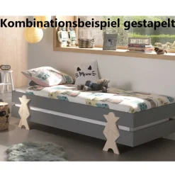Outlet Wohnen Stapelbares Einzelbett in Grau - Malpelo