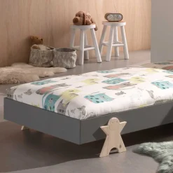 Outlet Wohnen Stapelbares Einzelbett in Grau - Malpelo