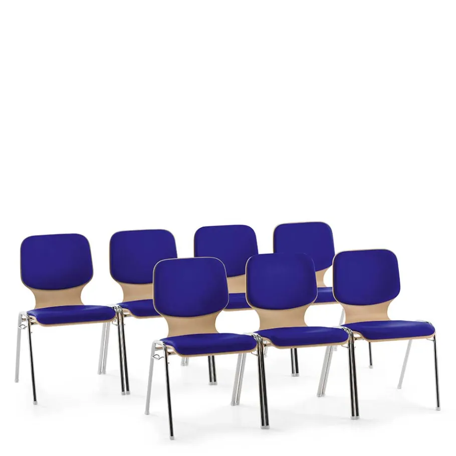 Discount Wohnen Stapelstuhl in Blau & Buche - Caritera