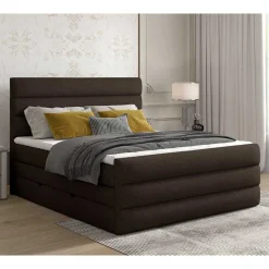 Best Wohnen Stauraum Boxspringbett in Braun Stoff - Birt