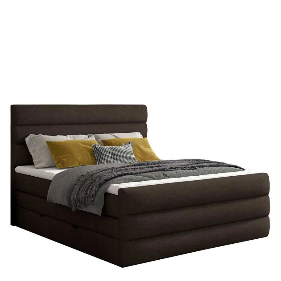 Best Wohnen Stauraum Boxspringbett in Braun Stoff - Birt