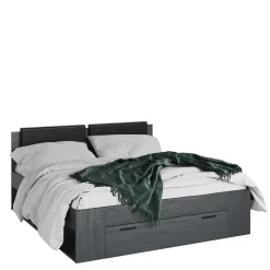 Clearance Wohnen Stauraum Doppelbett in Eiche Grau - Carika