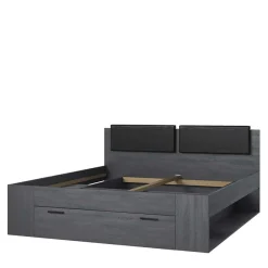 Clearance Wohnen Stauraum Doppelbett in Eiche Grau - Carika
