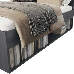 Clearance Wohnen Stauraum Doppelbett in Eiche Grau - Carika